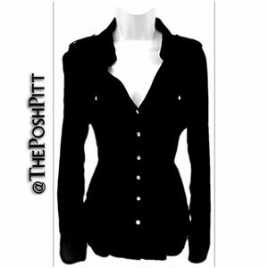 Express Slim Fit Black Convertible Sleeve Shirt